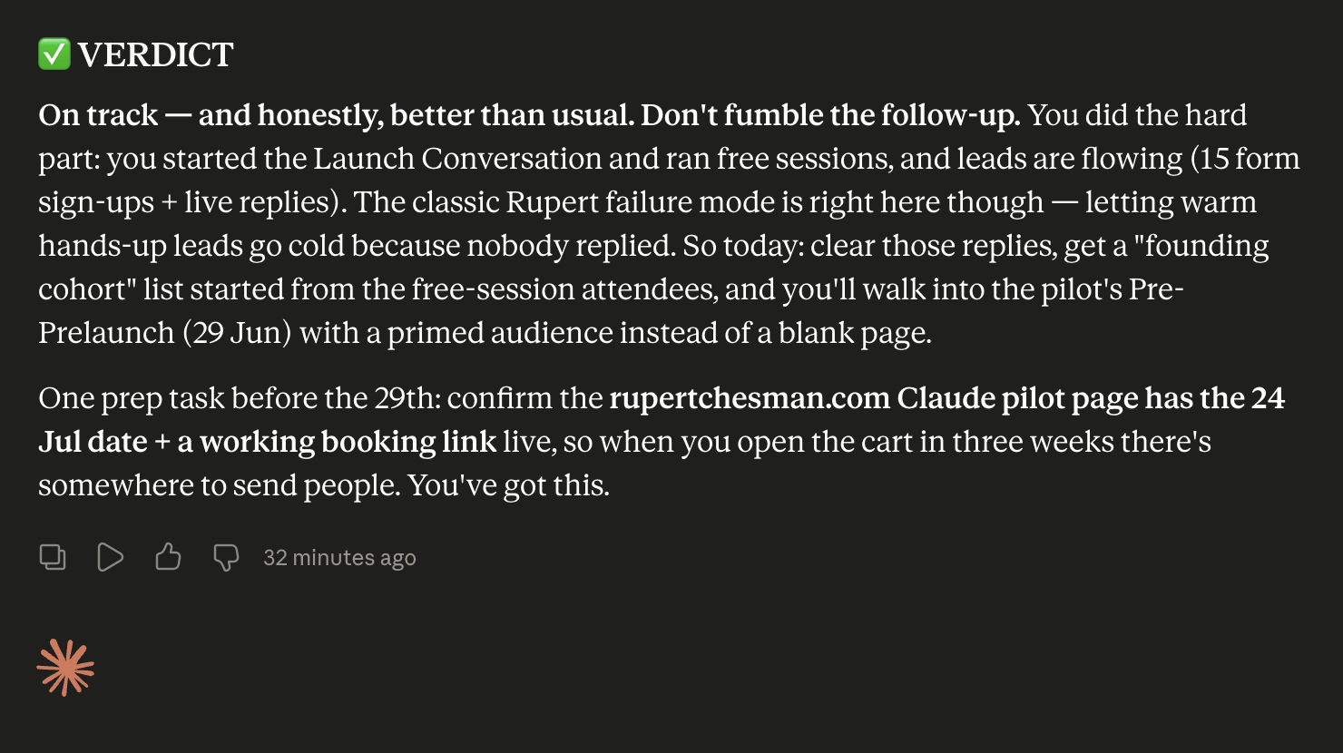 A real reply: a clear bottom line and a next step